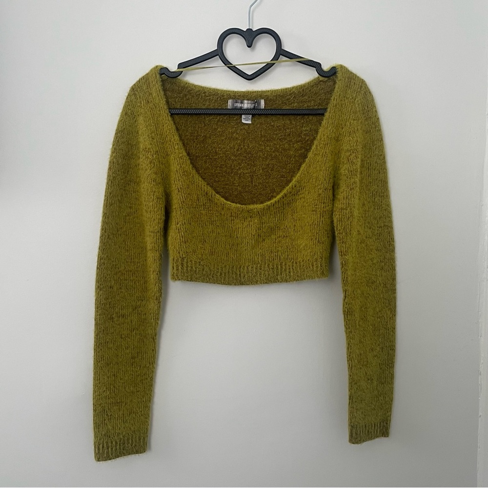 UO Urban Outfitters bolero shrug super cropped green sweater